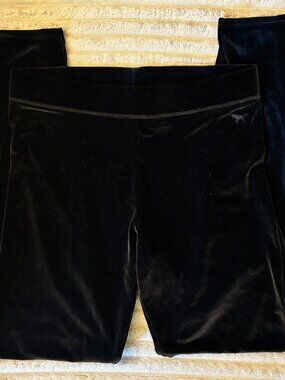Victoria's Secret Black Stretch Velvet Leggings Size L
